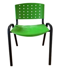 Silla iso – asiento y respaldo metálico verde – estructura negra