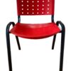 Silla iso – asiento y respaldo metálico rojo – estructura negra