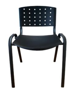 Silla iso – asiento y respaldo metálico negro – estructura negra