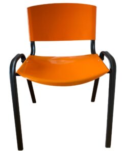 Silla iso – asiento y respaldo metálico naranjo – estructura negra