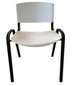 Silla iso – asiento y respaldo metálico blanco – estructura negra