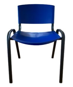 Silla iso – asiento y respaldo metálico azul – estructura negra